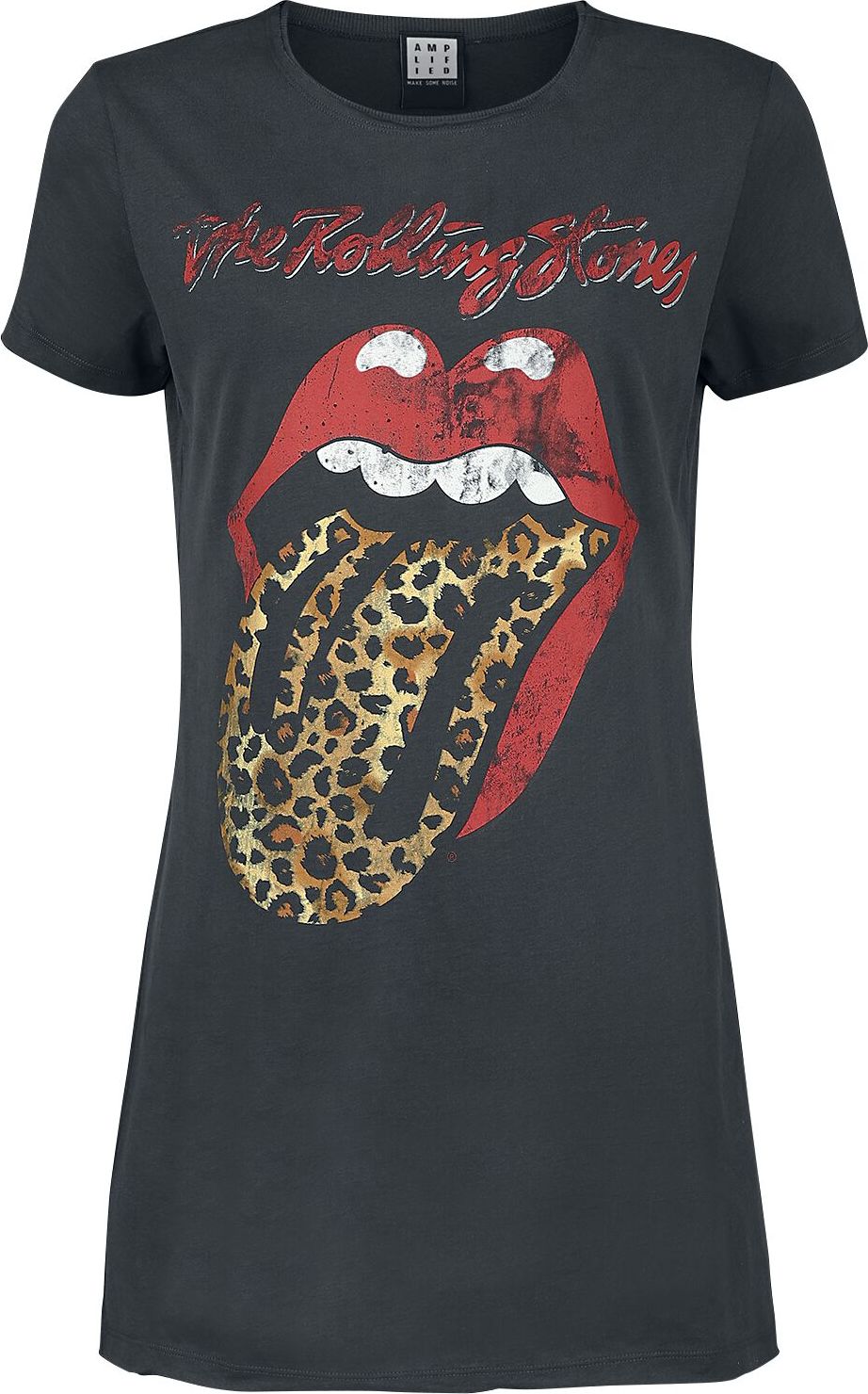 The Rolling Stones Amplified Collection - Leopard Tongue Šaty charcoal - RockTime.cz