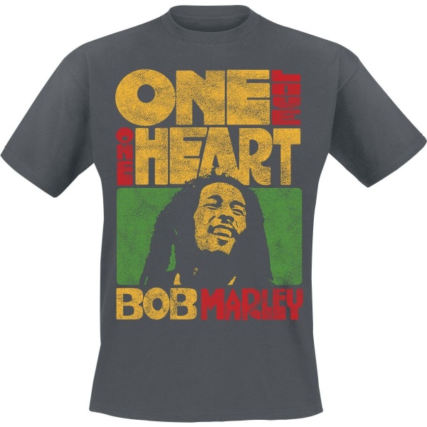 Bob Marley One Love One Heart Tričko charcoal - RockTime.cz