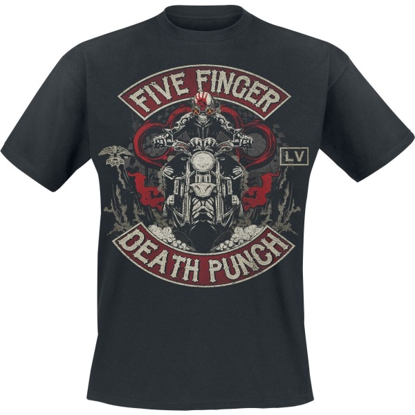 Five Finger Death Punch Biker Skully Tričko černá - RockTime.cz