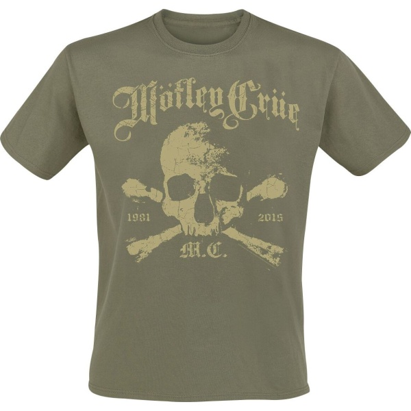Mötley Crüe Orbit Skull Tričko khaki - RockTime.cz