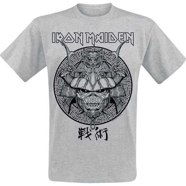 Iron Maiden Samurai Eddie Black Graphic Tričko šedá - RockTime.cz