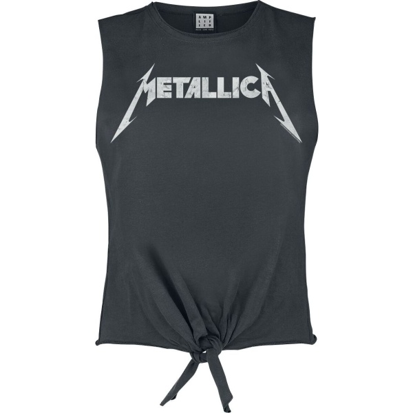 Metallica Amplified Collection - White Logo Dámský top charcoal - RockTime.cz