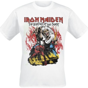 Iron Maiden Stylised Dancing Flames Tričko bílá - RockTime.cz