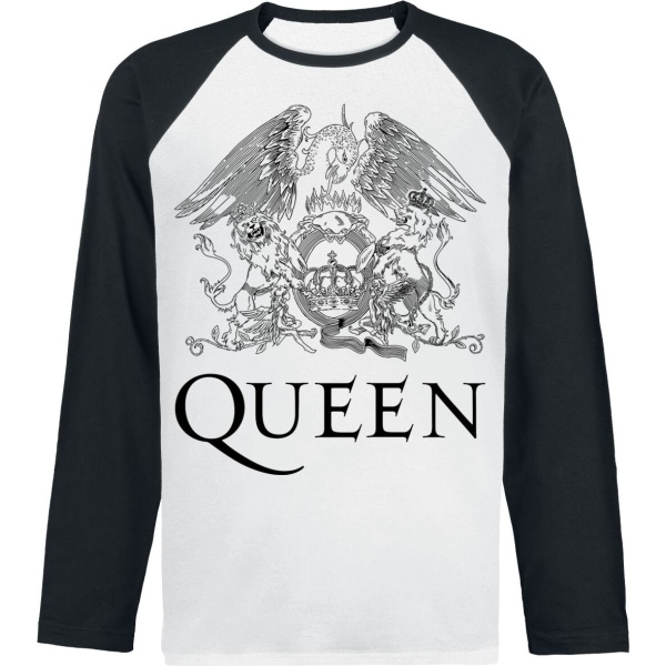 Queen Crest Vintage Tričko s dlouhým rukávem bílá/cerná - RockTime.cz