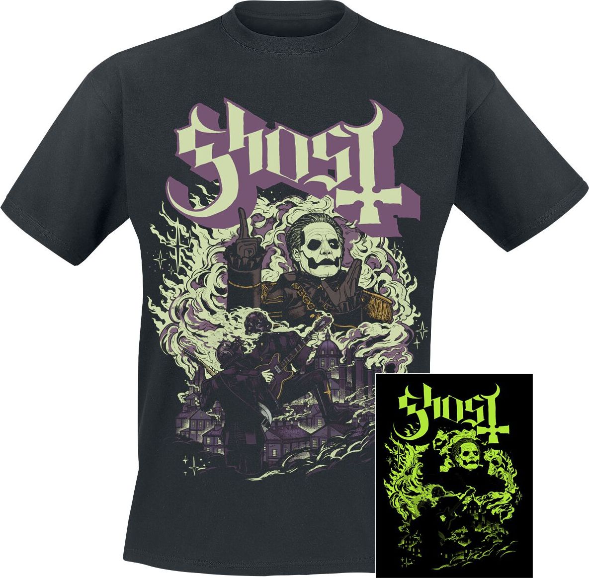 Ghost FOG YK - GITD Tričko černá - RockTime.cz