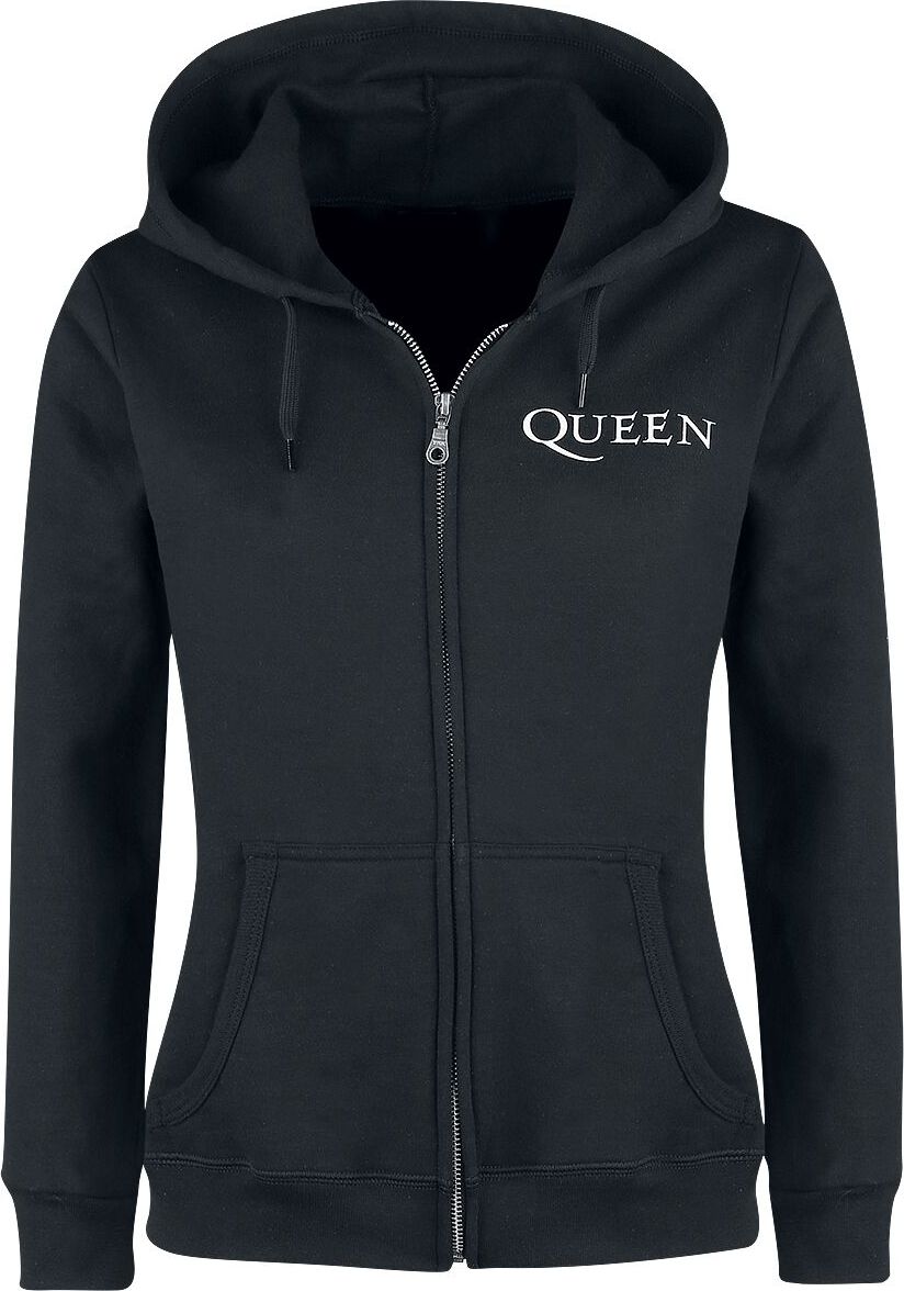 Queen Crest Vintage Dámská mikina s kapucí na zip černá - RockTime.cz