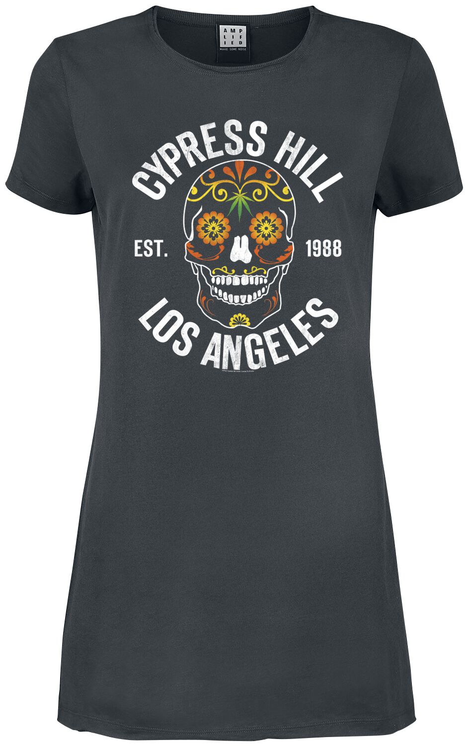 Cypress Hill Amplified Collection - Floral Skull Šaty charcoal - RockTime.cz