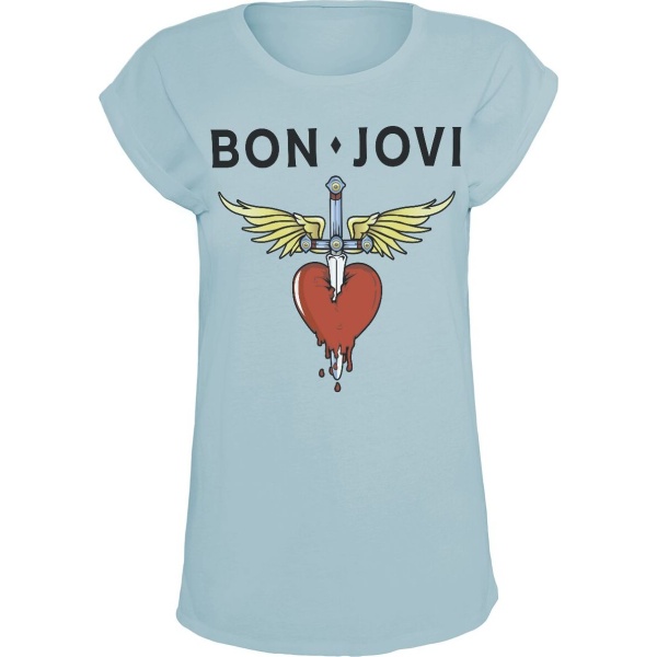 Bon Jovi Heart & Dagger Dámské tričko modrá - RockTime.cz