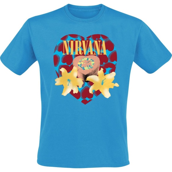 Nirvana Flower Heart Tričko modrá - RockTime.cz