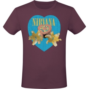 Nirvana Flower Heart Tričko červená - RockTime.cz