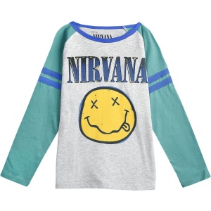Nirvana Kids - EMP Signature Collection detské tricko - dlouhý rukáv šedá/tyrkysová - RockTime.cz