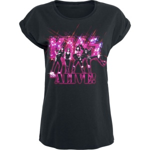 Kiss Alive Pink Glitter Dámské tričko černá - RockTime.cz