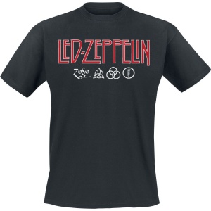 Led Zeppelin Logo & Symbols Tričko černá - RockTime.cz