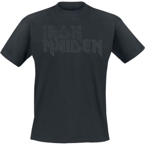 Iron Maiden Black On Black Logo Stacked Tričko černá - RockTime.cz