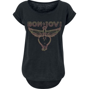 Bon Jovi Heart & Dagger Outline Dámské tričko černá - RockTime.cz