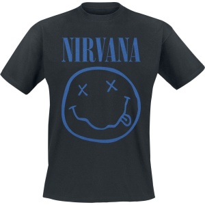Nirvana Blue Smiley Tričko černá - RockTime.cz