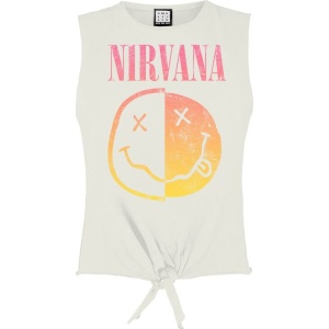 Nirvana Amplified Collection - Gradient Spliced Smiley Dámský top bílá - RockTime.cz