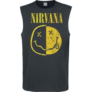 Nirvana Spliced Smiley Tank top charcoal - RockTime.cz