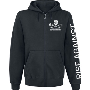 Rise Against Sea Shepherd Cooperation - Our Precious Time Is Running Out Mikina s kapucí na zip černá - RockTime.cz
