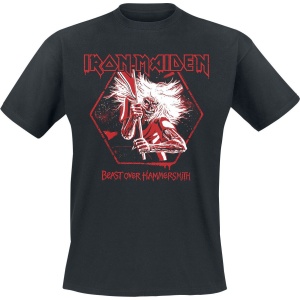 Iron Maiden Hexagon Crop Red Tričko černá - RockTime.cz