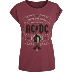 AC/DC High Voltage - Rock 'N' Roll Dámské tričko burgundská červeň - RockTime.cz