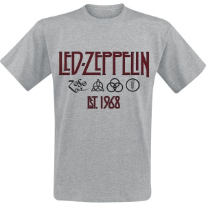 Led Zeppelin Symbols Est. 1968 Tričko prošedivelá - RockTime.cz