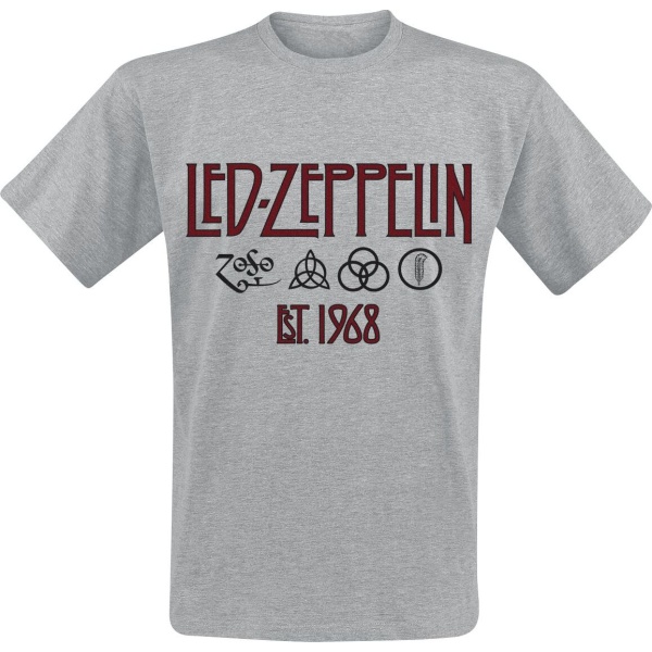 Led Zeppelin Symbols Est. 1968 Tričko prošedivelá - RockTime.cz
