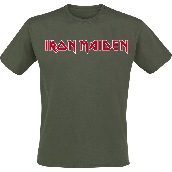 Iron Maiden Logo Tričko khaki - RockTime.cz