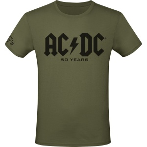 AC/DC 50 Years Logo Tričko olivová - RockTime.cz