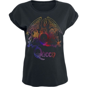 Queen Neon Pattern Crest Dámské tričko černá - RockTime.cz