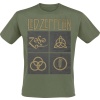 Led Zeppelin Green Symbols Tričko olivová - RockTime.cz