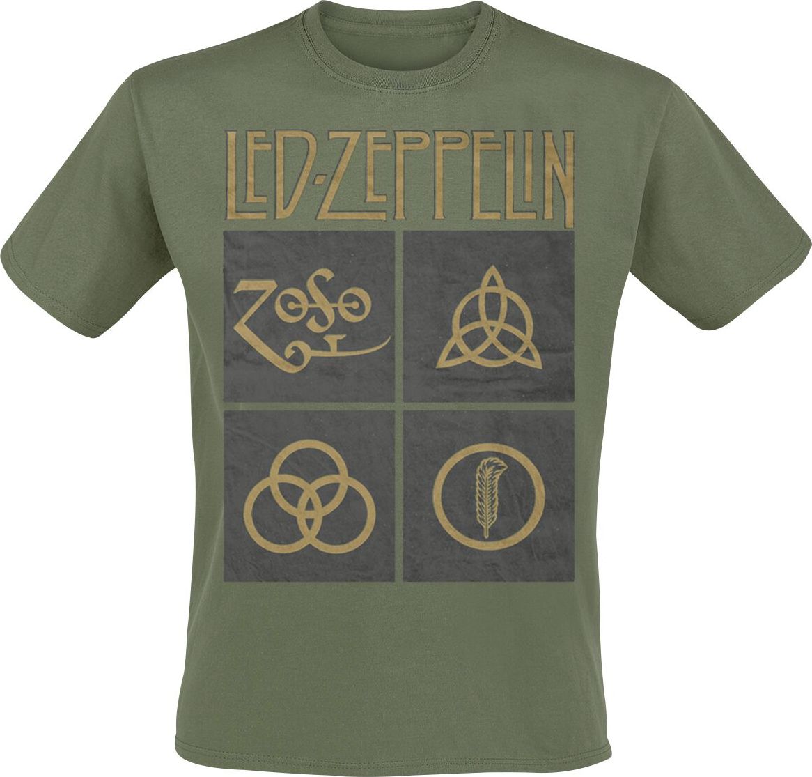 Led Zeppelin Green Symbols Tričko olivová - RockTime.cz