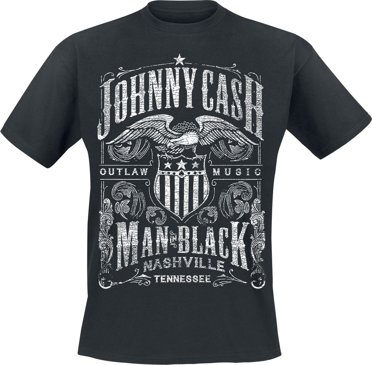 Johnny Cash Outlaw Music Tričko černá - RockTime.cz