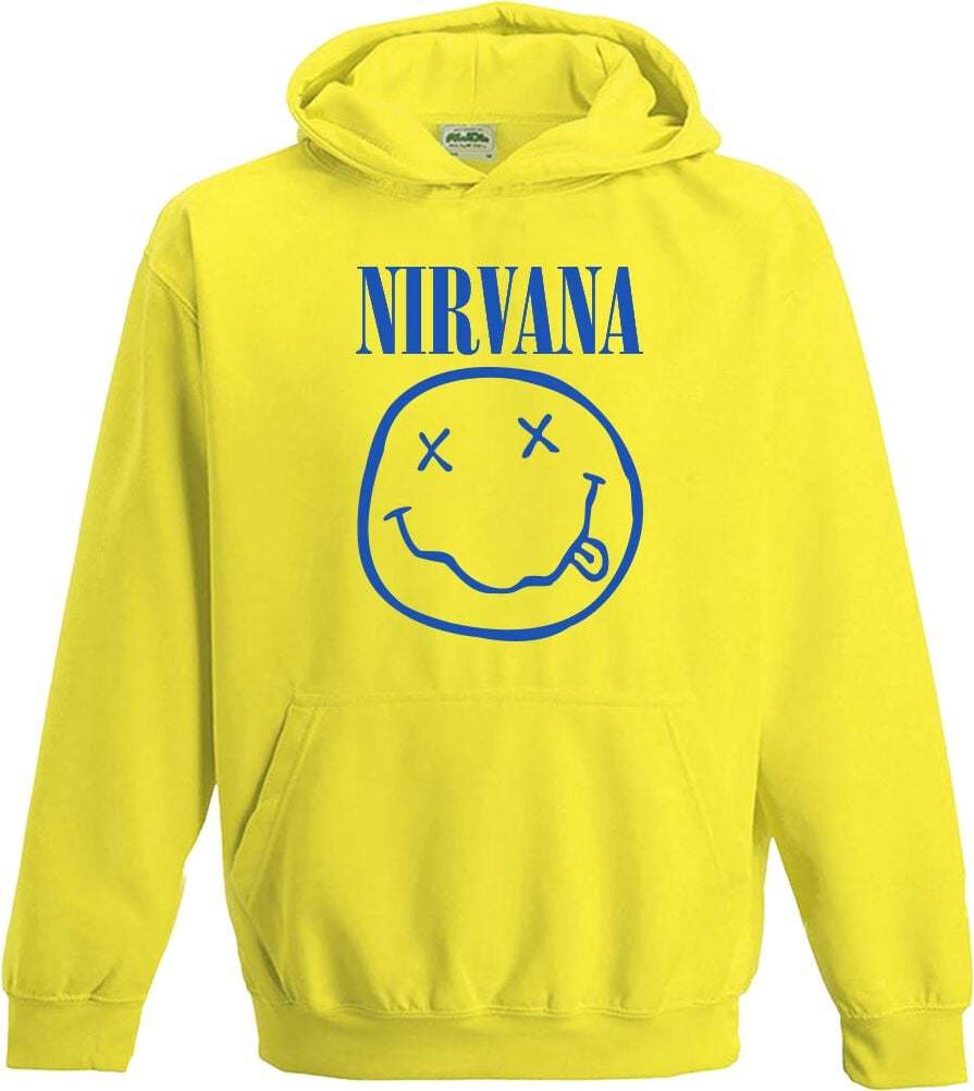 Nirvana Kids - Logo detská mikina s kapucí žlutá - RockTime.cz