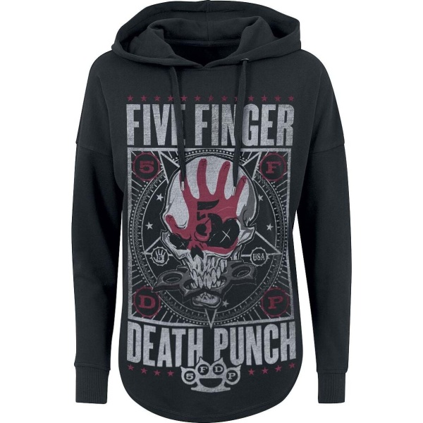 Five Finger Death Punch Star Skull Dámská mikina s kapucí černá/použitý vzhled - RockTime.cz