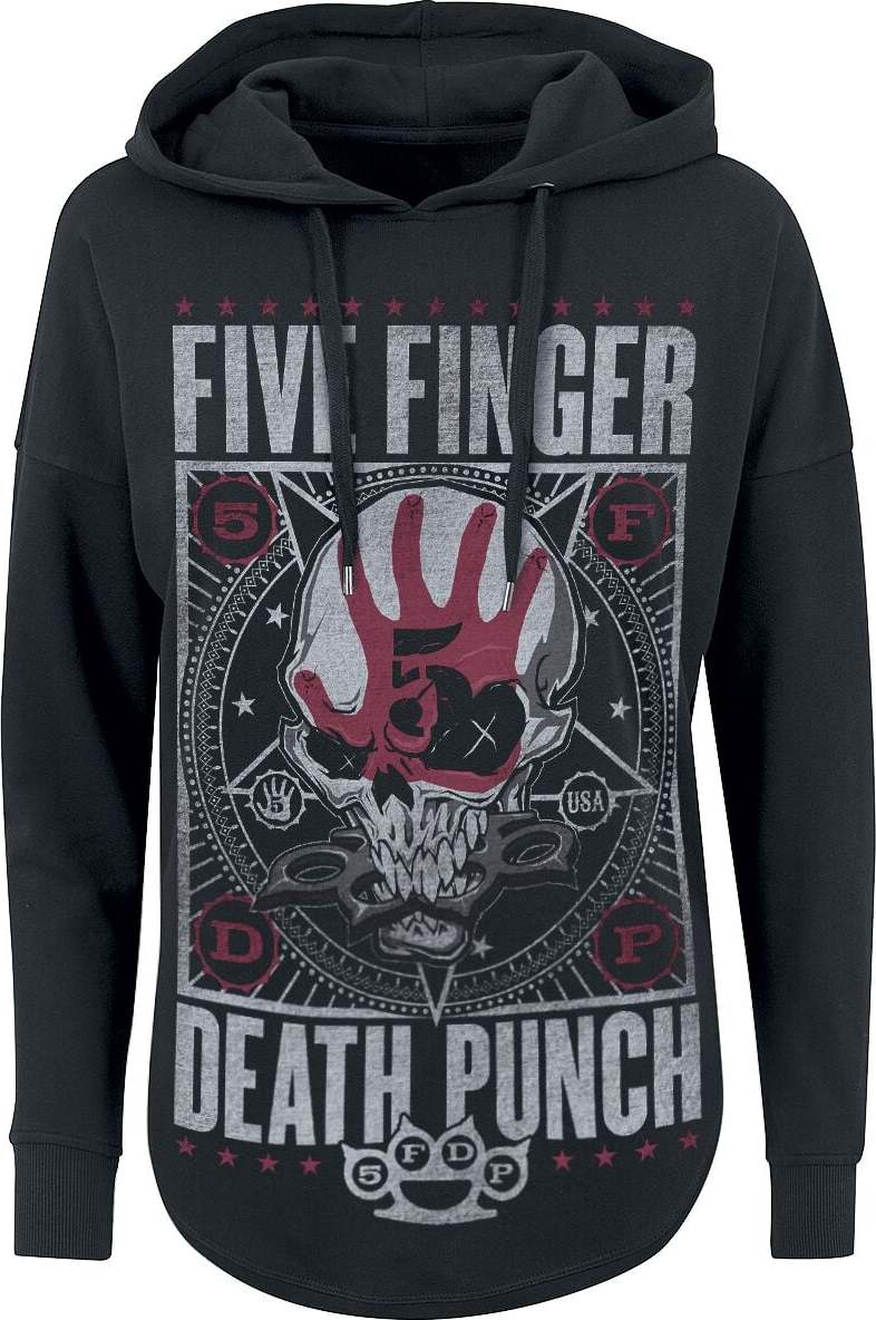 Five Finger Death Punch Star Skull Dámská mikina s kapucí černá/použitý vzhled - RockTime.cz