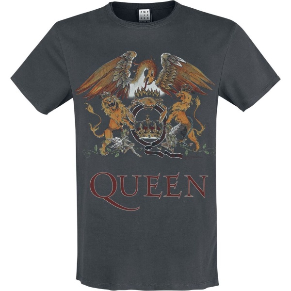 Queen Amplified Collection - Royal Crest Tričko charcoal - RockTime.cz