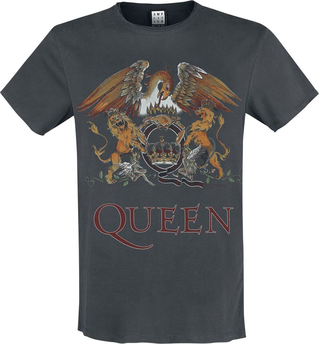 Queen Amplified Collection - Royal Crest Tričko charcoal - RockTime.cz