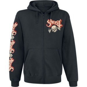 Ghost Distressed Papa Skull Mikina s kapucí na zip černá - RockTime.cz