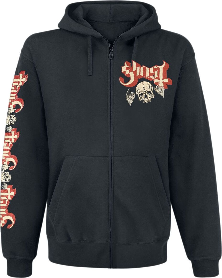 Ghost Distressed Papa Skull Mikina s kapucí na zip černá - RockTime.cz