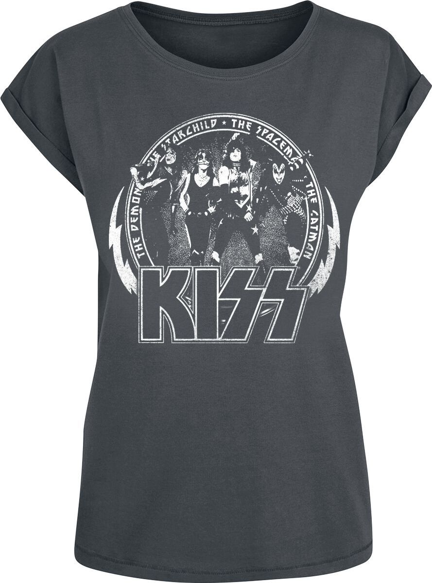 Kiss Vintage Circle Dámské tričko charcoal - RockTime.cz