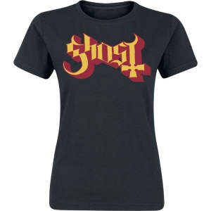 Ghost Logo Gold And Red Dámské tričko černá - RockTime.cz