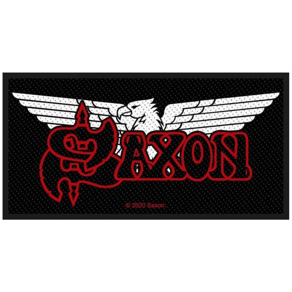 Saxon Logo & Eagle nášivka cerná/cervená/bílá - RockTime.cz