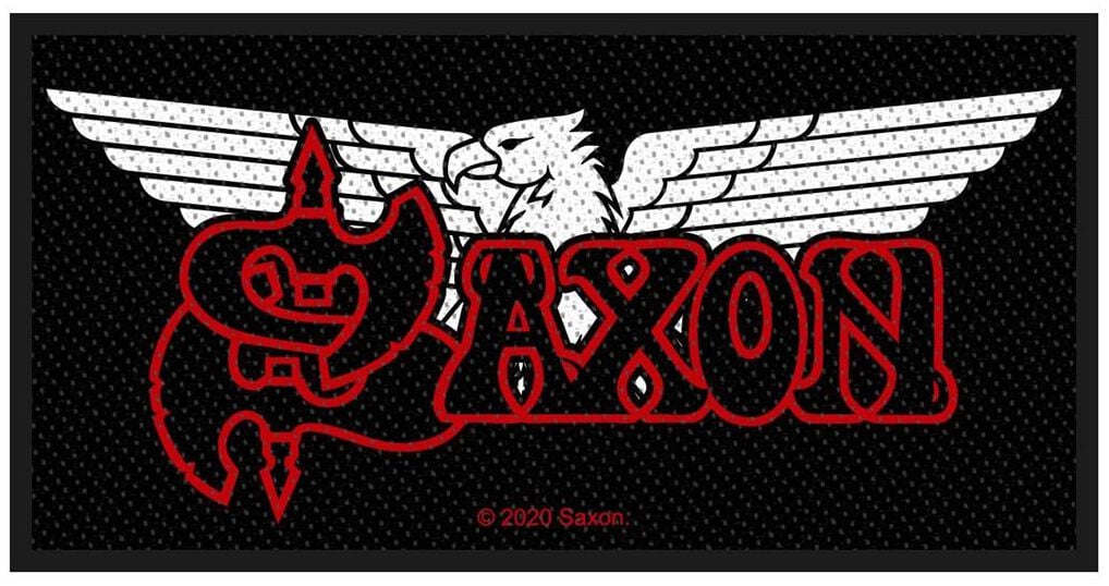 Saxon Logo & Eagle nášivka cerná/cervená/bílá - RockTime.cz