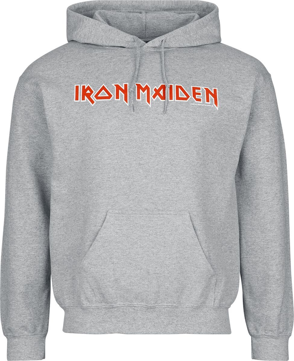 Iron Maiden Logo Mikina s kapucí šedá - RockTime.cz