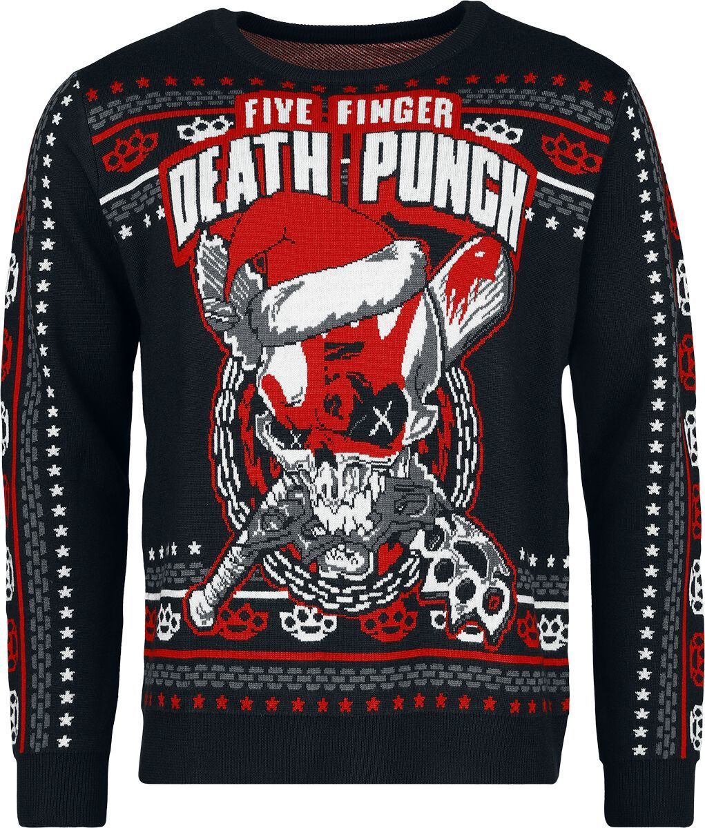 Five Finger Death Punch Holiday Sweater 2024 Pletený svetr vícebarevný - RockTime.cz