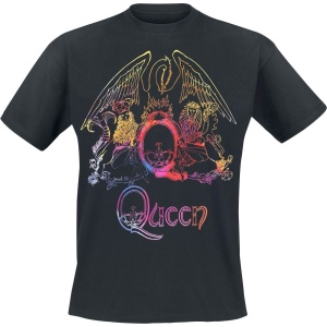 Queen Neon Pattern Crest Tričko černá - RockTime.cz