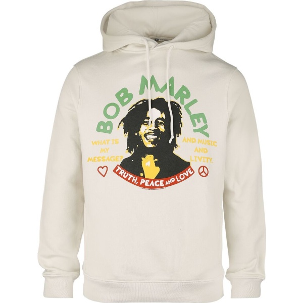 Bob Marley Truth Peace & Love Mikina s kapucí písková - RockTime.cz