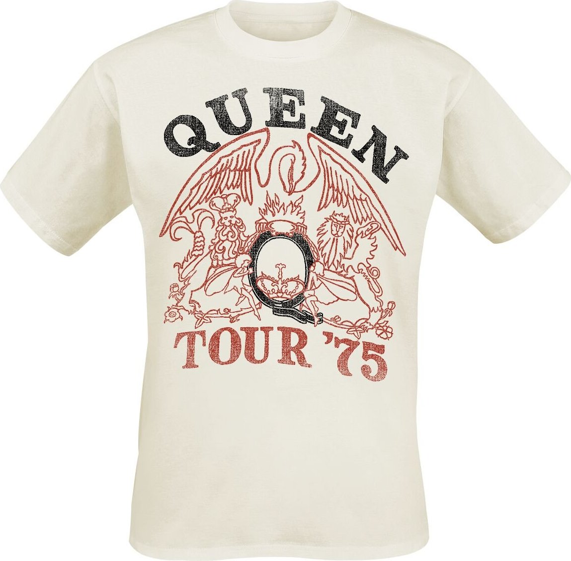 Queen Tour 75 Crest Tričko přírodní - RockTime.cz