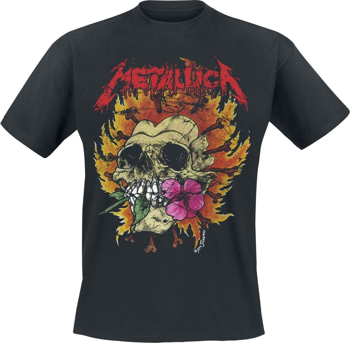 Metallica Flower Skull Tričko černá - RockTime.cz